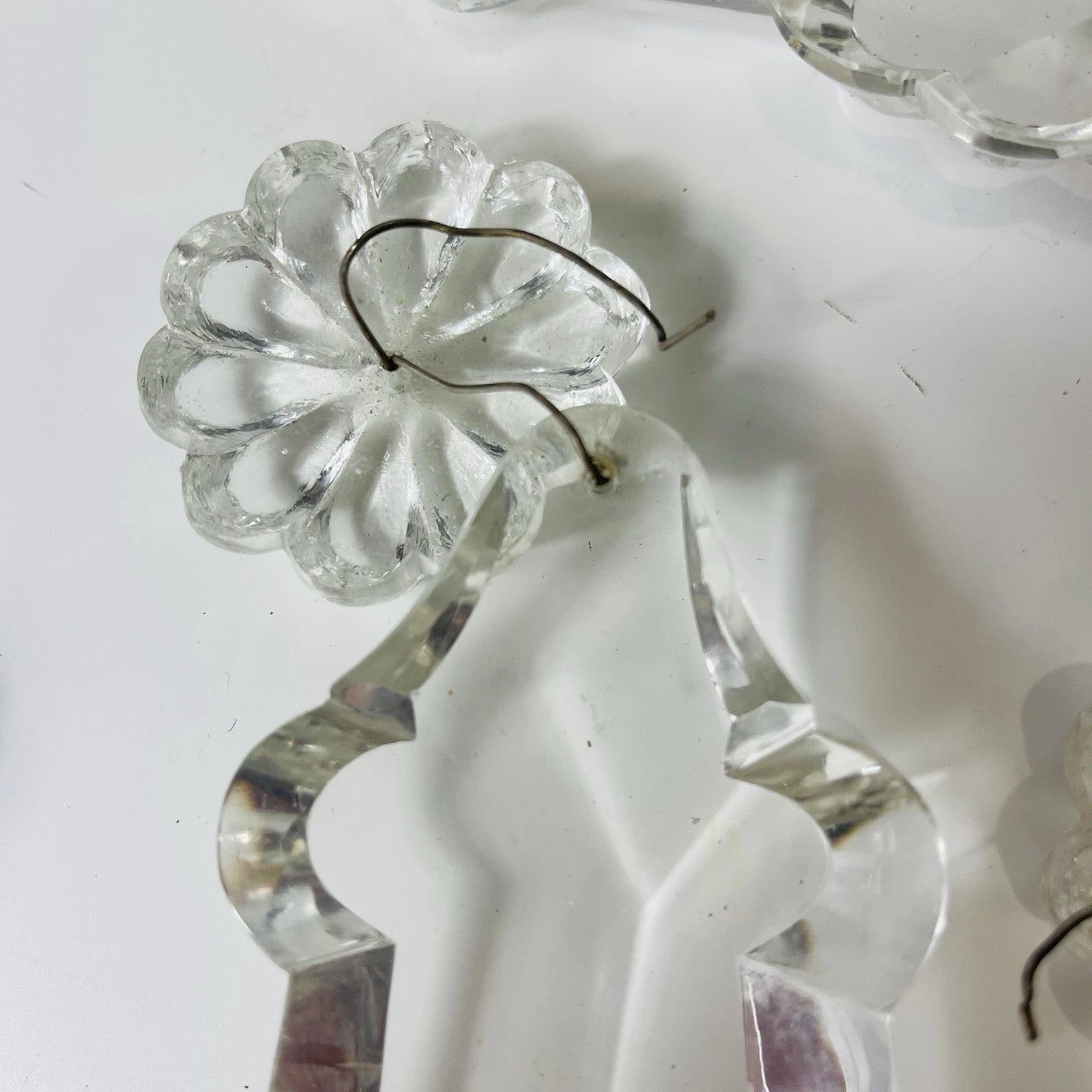 Vintage Assorted Lead Crystal Pendalogue Chandelier, 5-Piece, Antique Quality