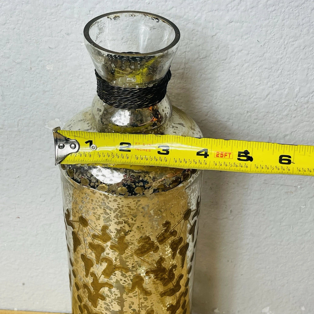 Autumn Mercury Glass Display Bottle with Metal Accents | Fall Decor