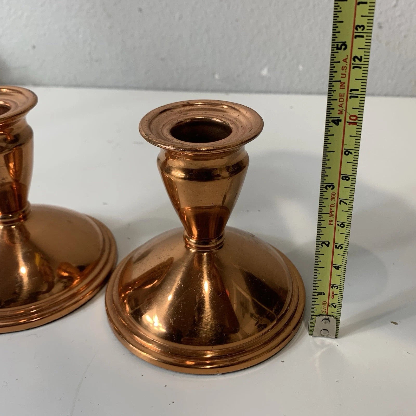 Pair of Vintage 4" Tall Copper Candle Stick Holders