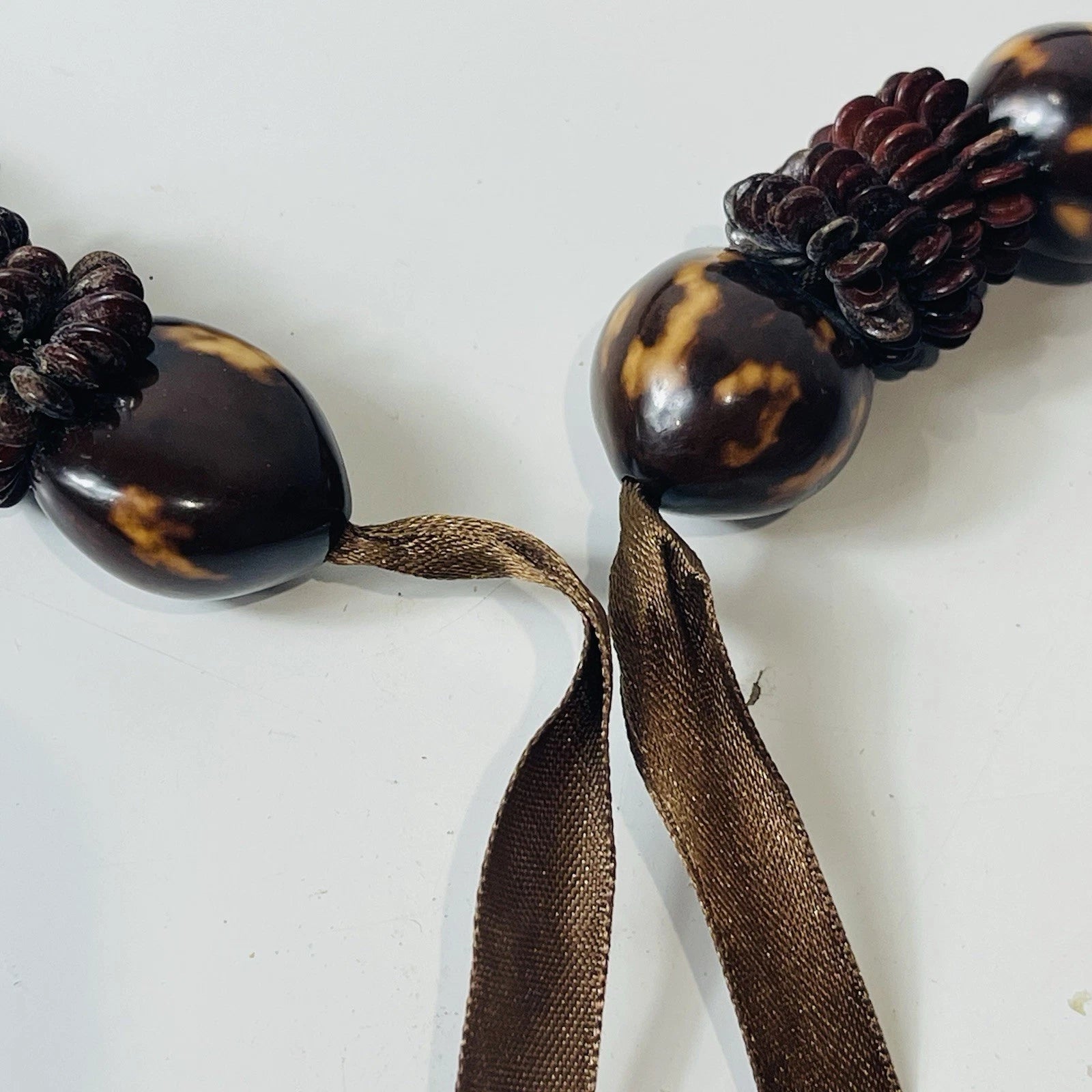 HAWAIIAN Brown Kukui Nut Necklace Fashion Statement Accessory Artisan Style