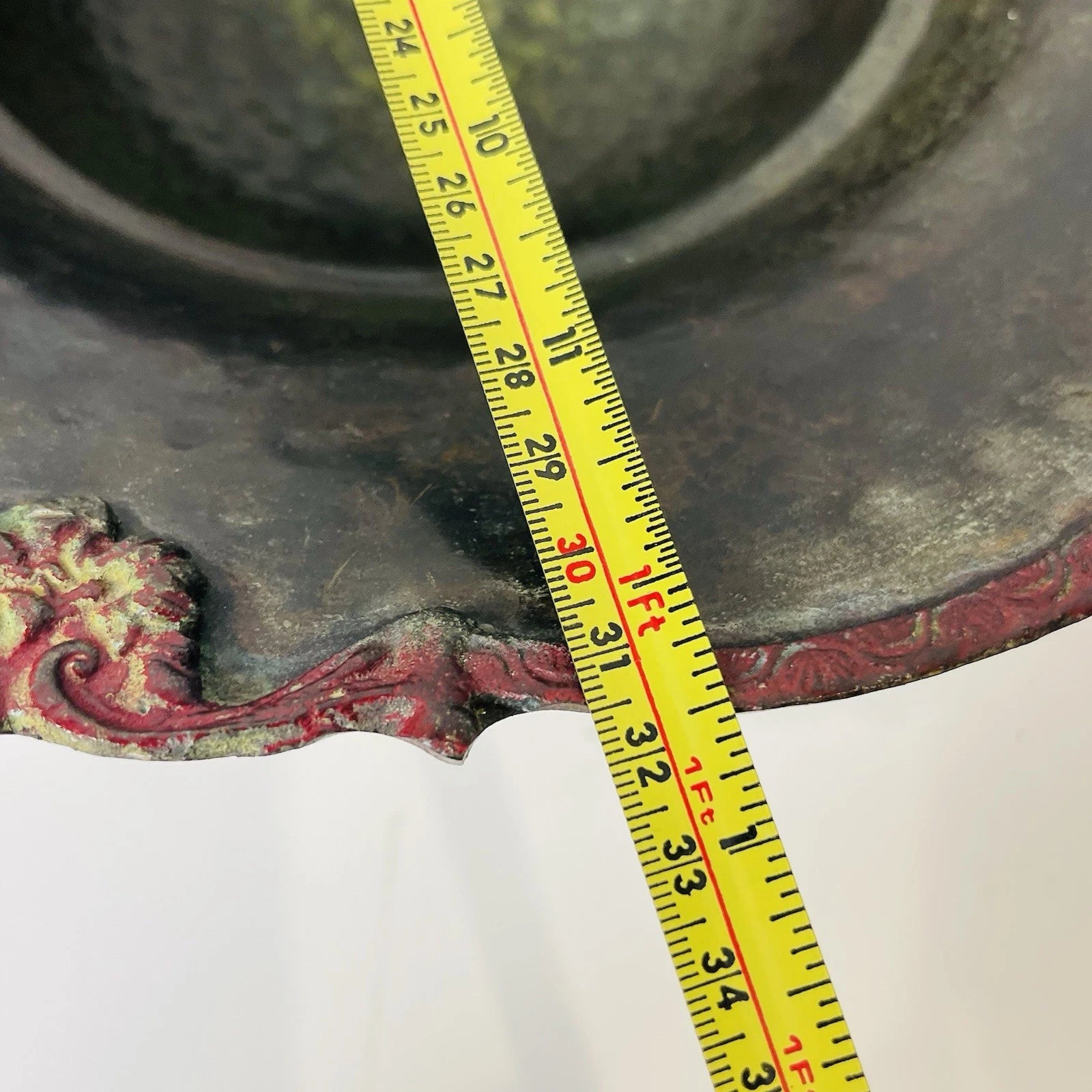 Home Office Decorative Round Ornate Pedestal Metal Fruit Bowl Accent Decor