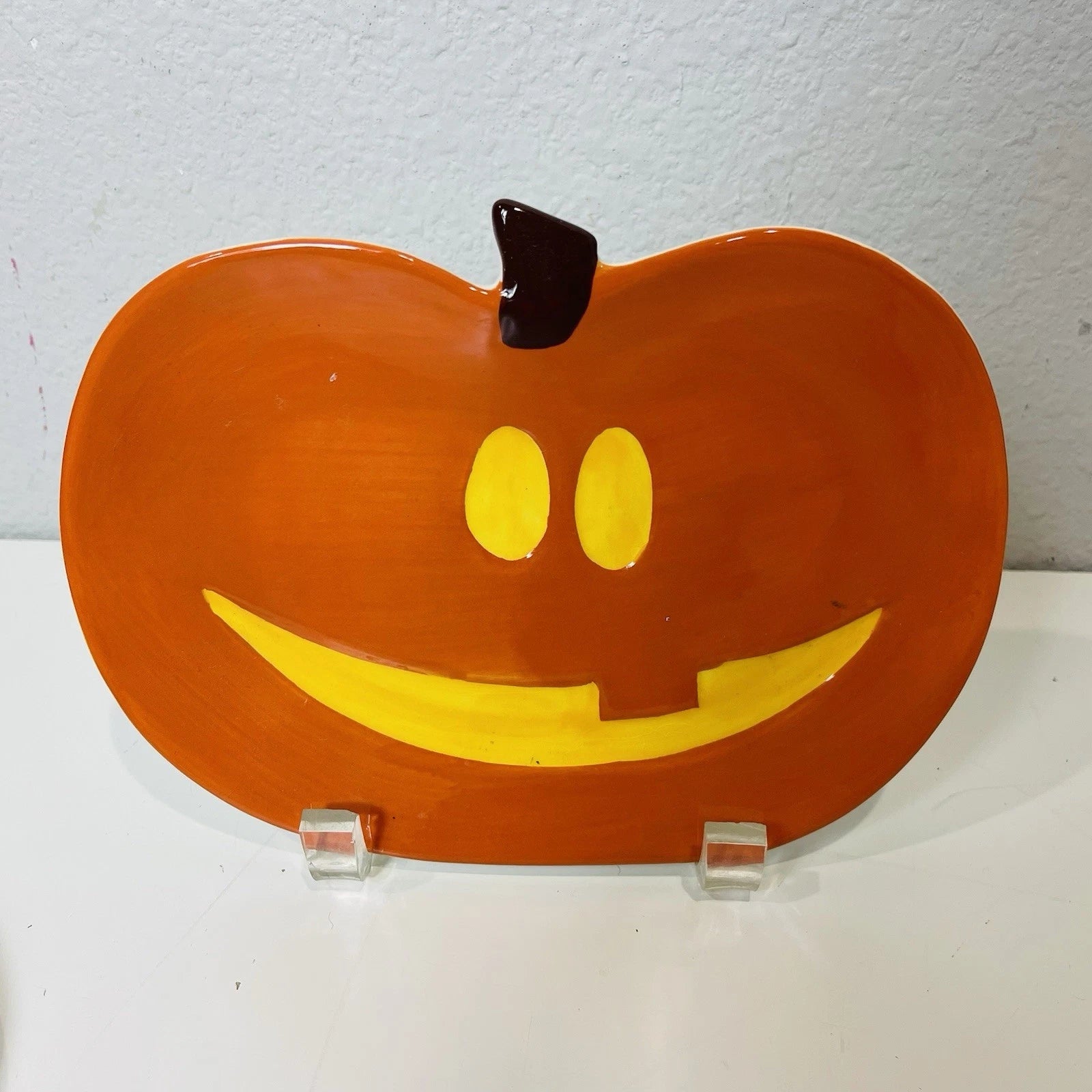 Vintage Boston Warehouse Jack-O-Lantern Shaped Snack Plate Serving Set Of 4