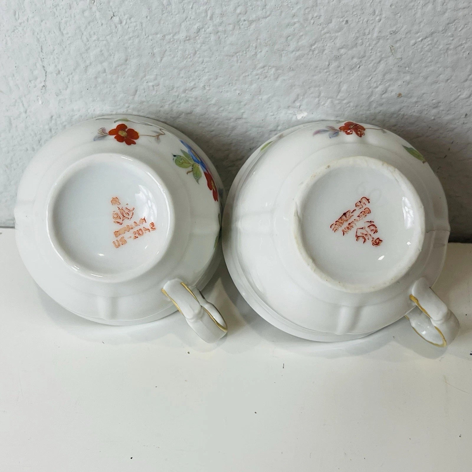 Vintage Bavarian-Style Teacup Set: Pink Roses, Set of 2, German Home Decor.