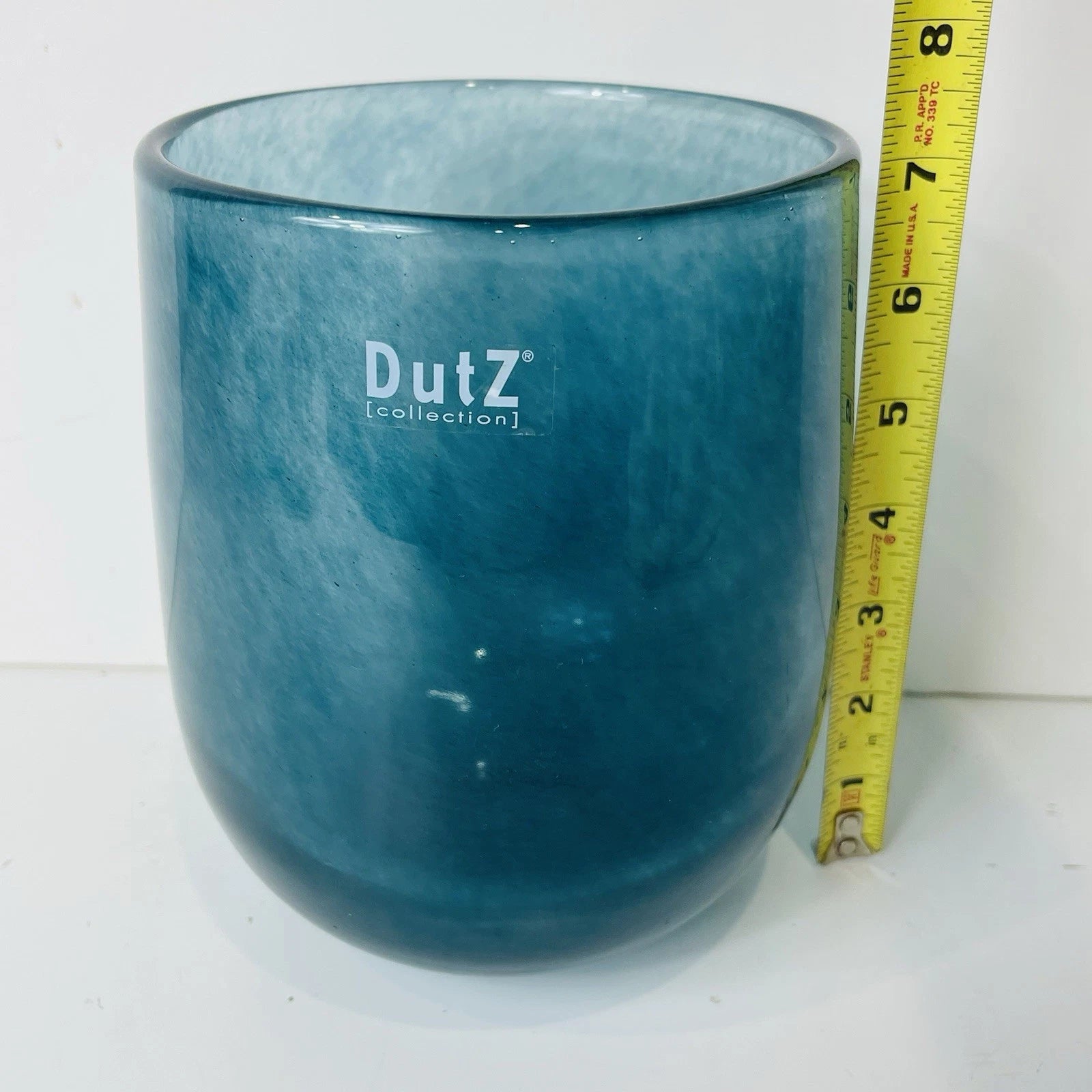 Dutz Mouth Blown Contemporary Turquoise Blue European Studio Art Glass Cup