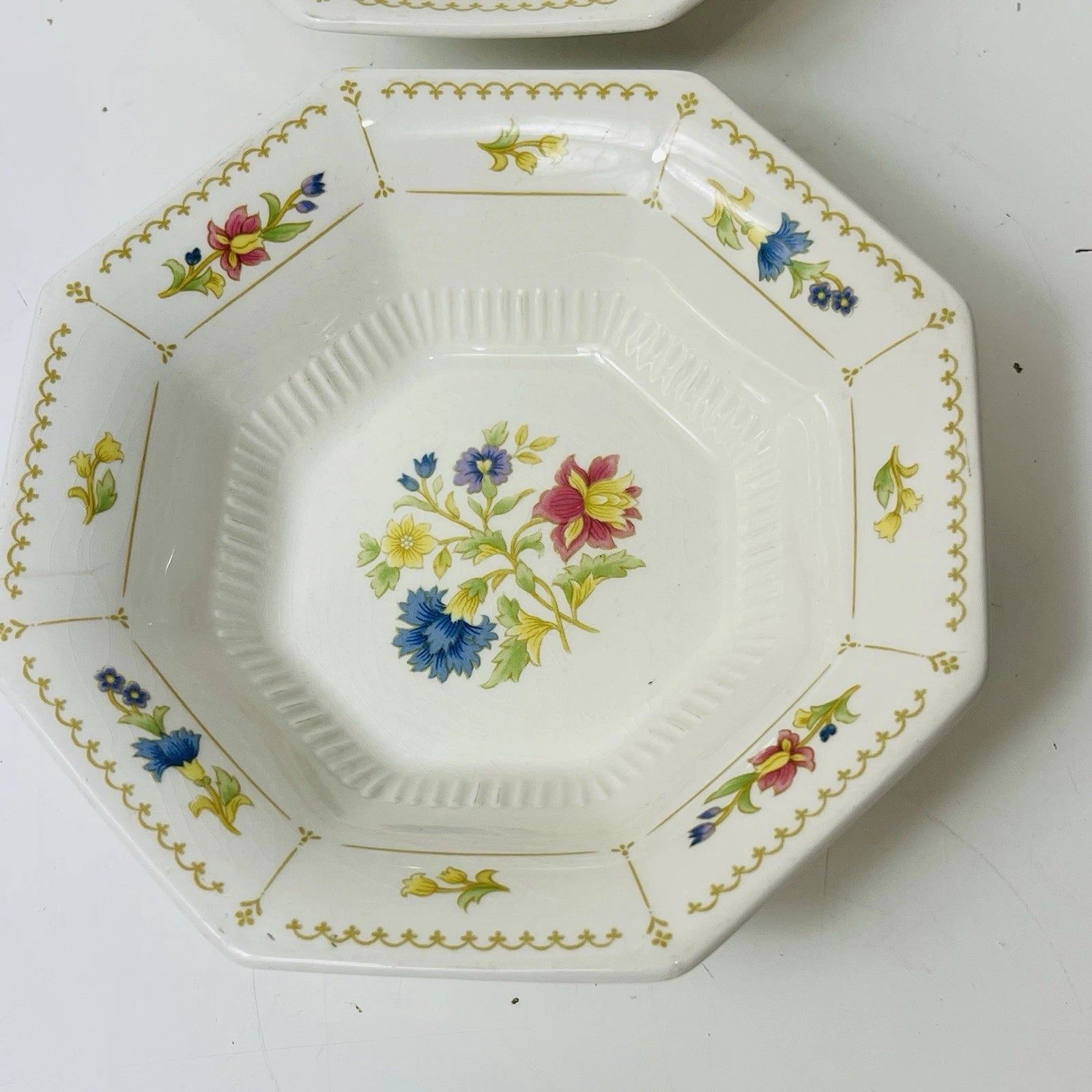 Set Of 2 Nikko Classic Collection Magenta Cereal Bowls Octagon Made Japan