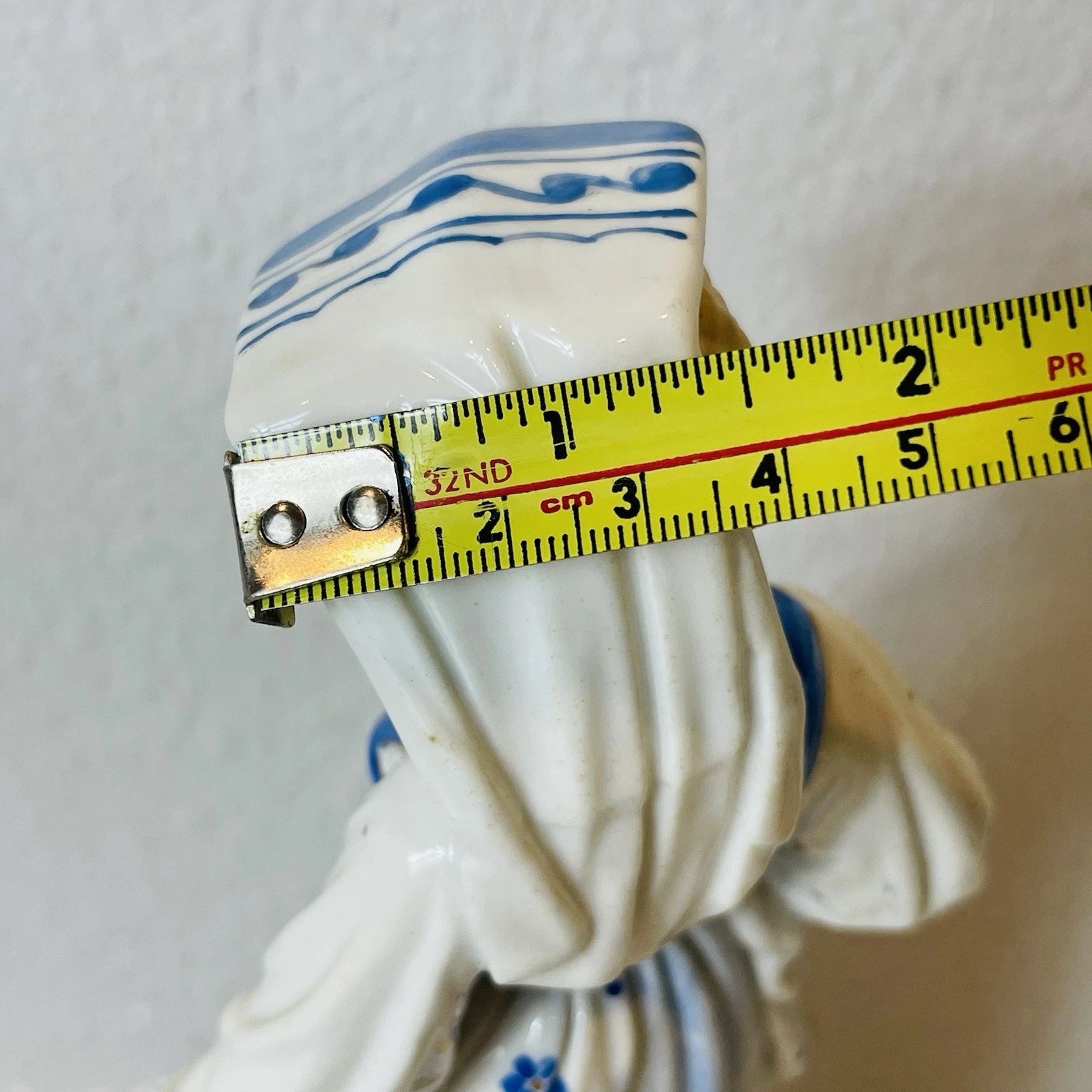 Vintage Blue White Porcelain Girl Lady Figurine Home Office Decor Collectible