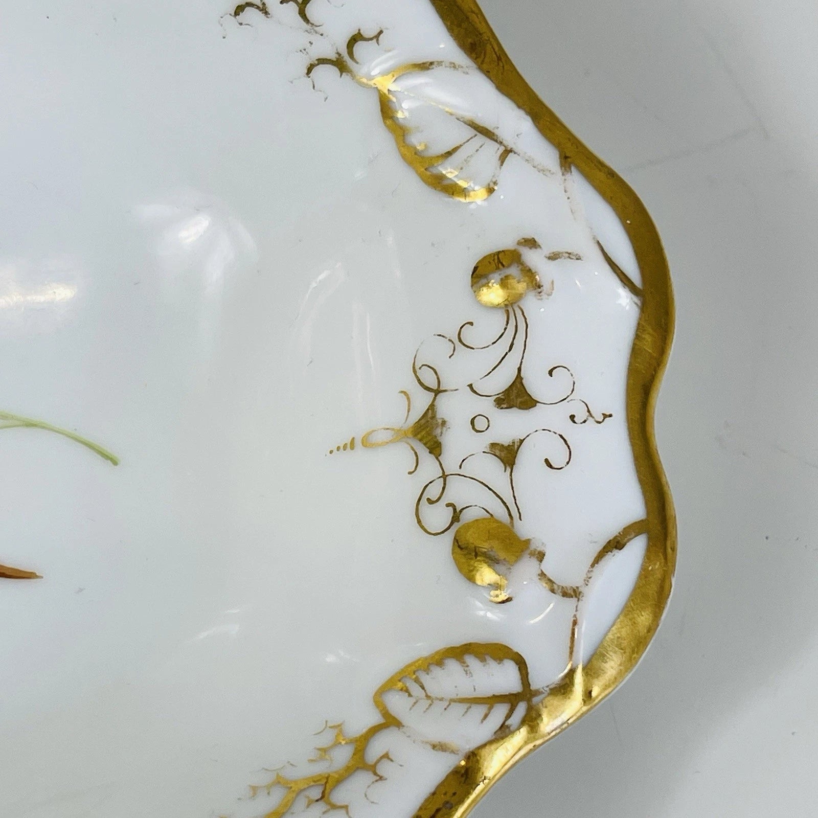 Royal Worcester Style Eve Sham Gold Eared Oval Tray Platter Accent Decorative
