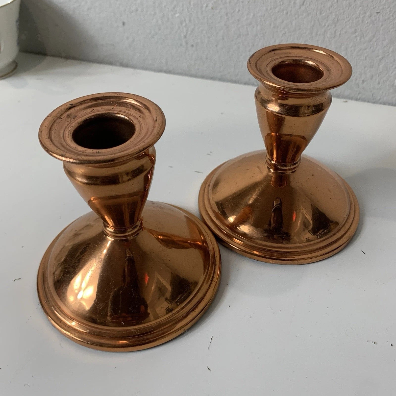 Pair of Vintage 4" Tall Copper Candle Stick Holders