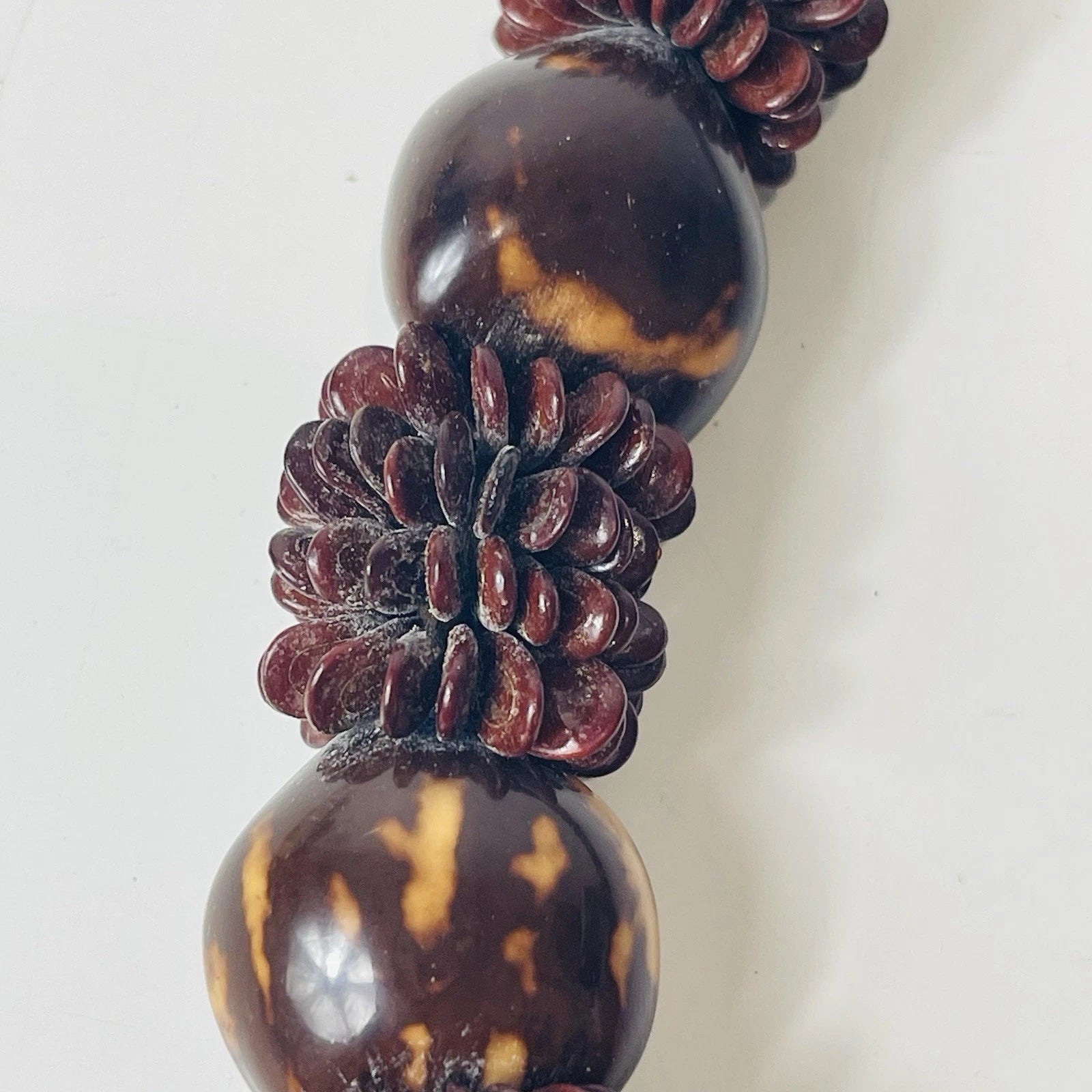 HAWAIIAN Brown Kukui Nut Necklace Fashion Statement Accessory Artisan Style