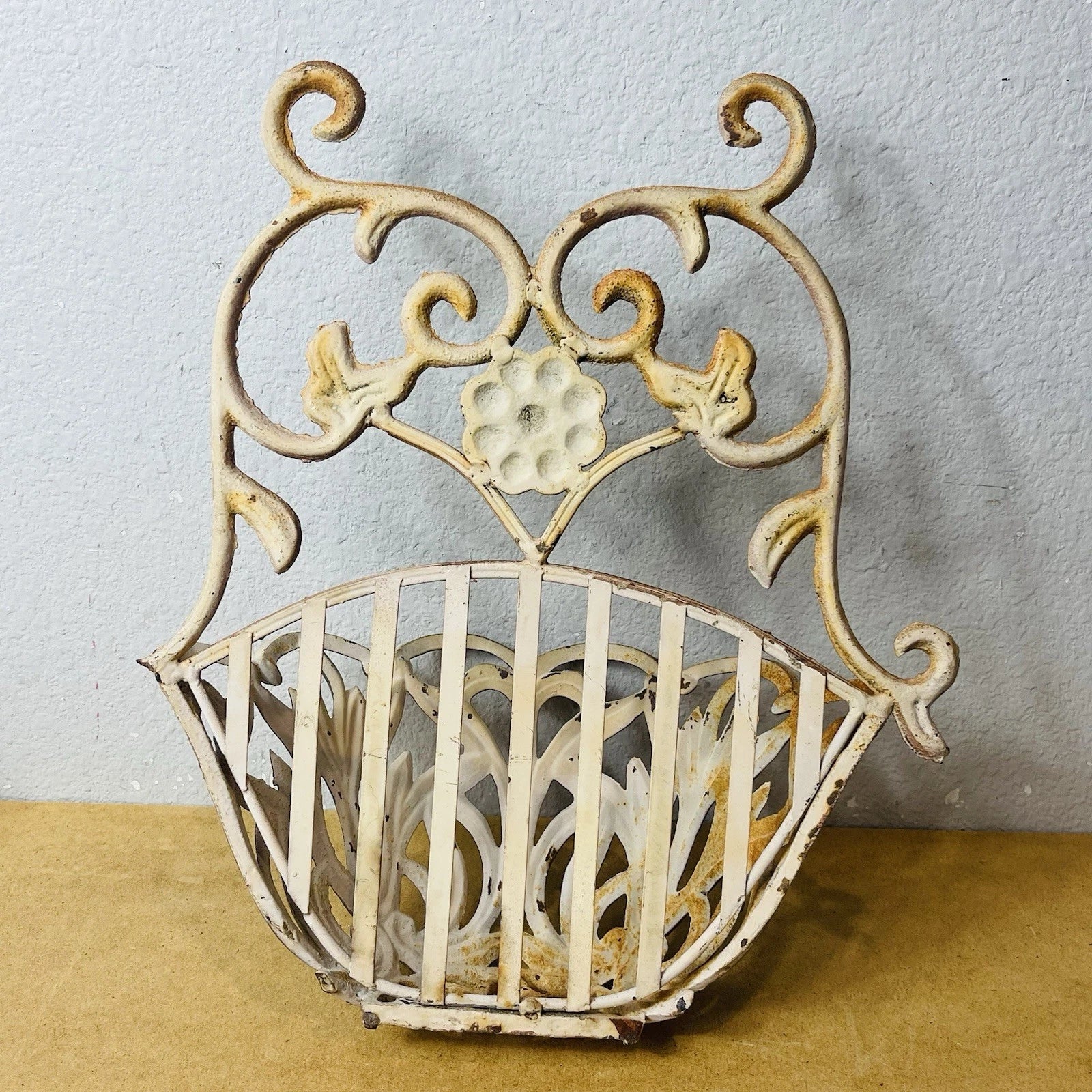 Fiona-Style Wall Basket: Wrought Iron Planter for Garden Flowers, Metallic Finish