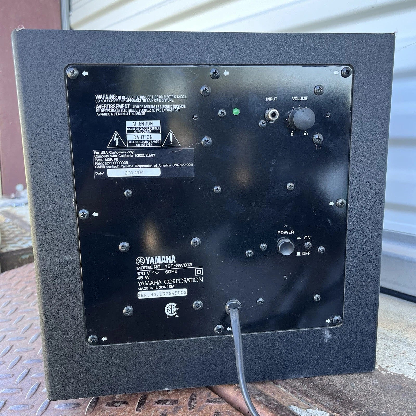 Yamaha YST-SW012 Active Subwoofer Speaker System Black Tested