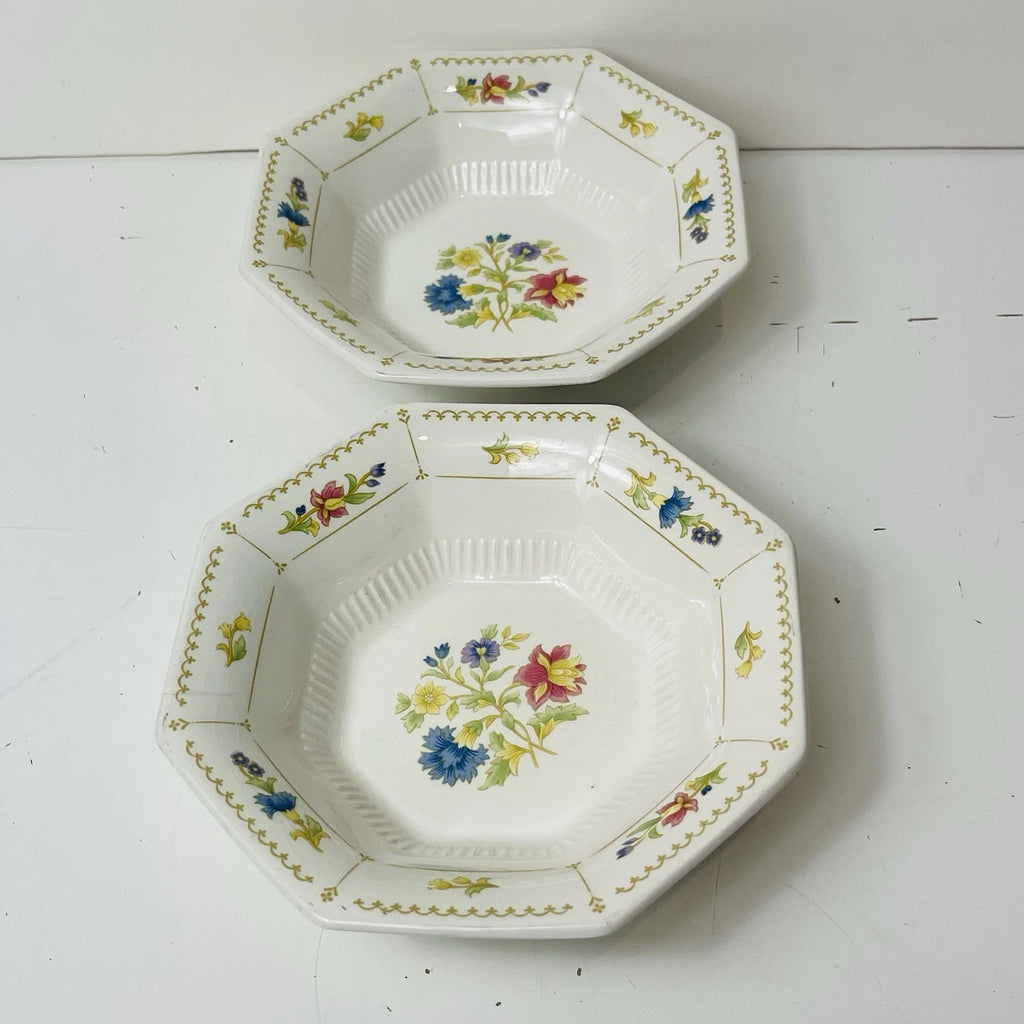 Set Of 2 Nikko Classic Collection Magenta Cereal Bowls Octagon Made Japan