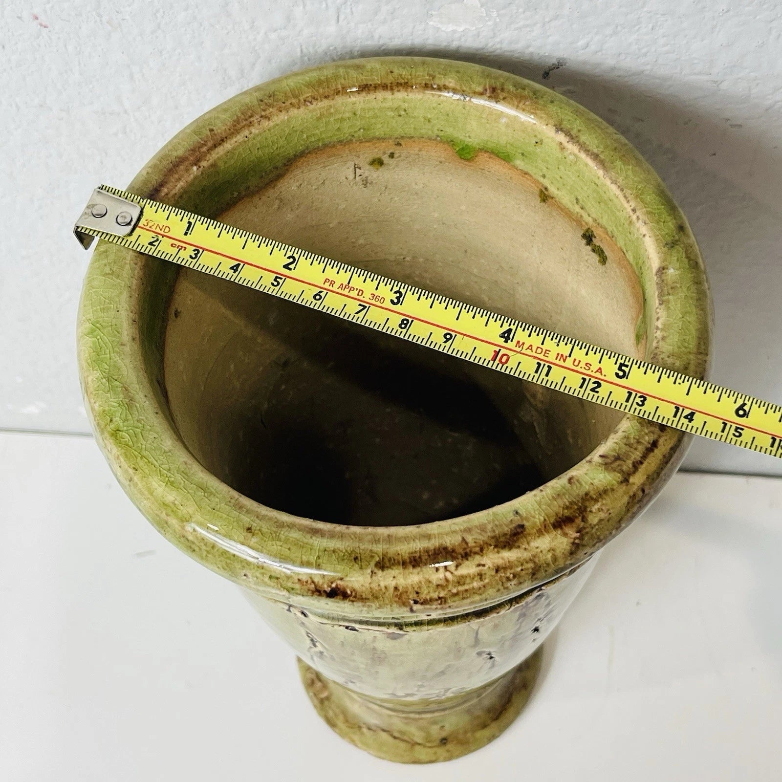 Hosley TM Art Pottery Vase Drip Crystalline Gloss Rustic Brown and Green Glaze