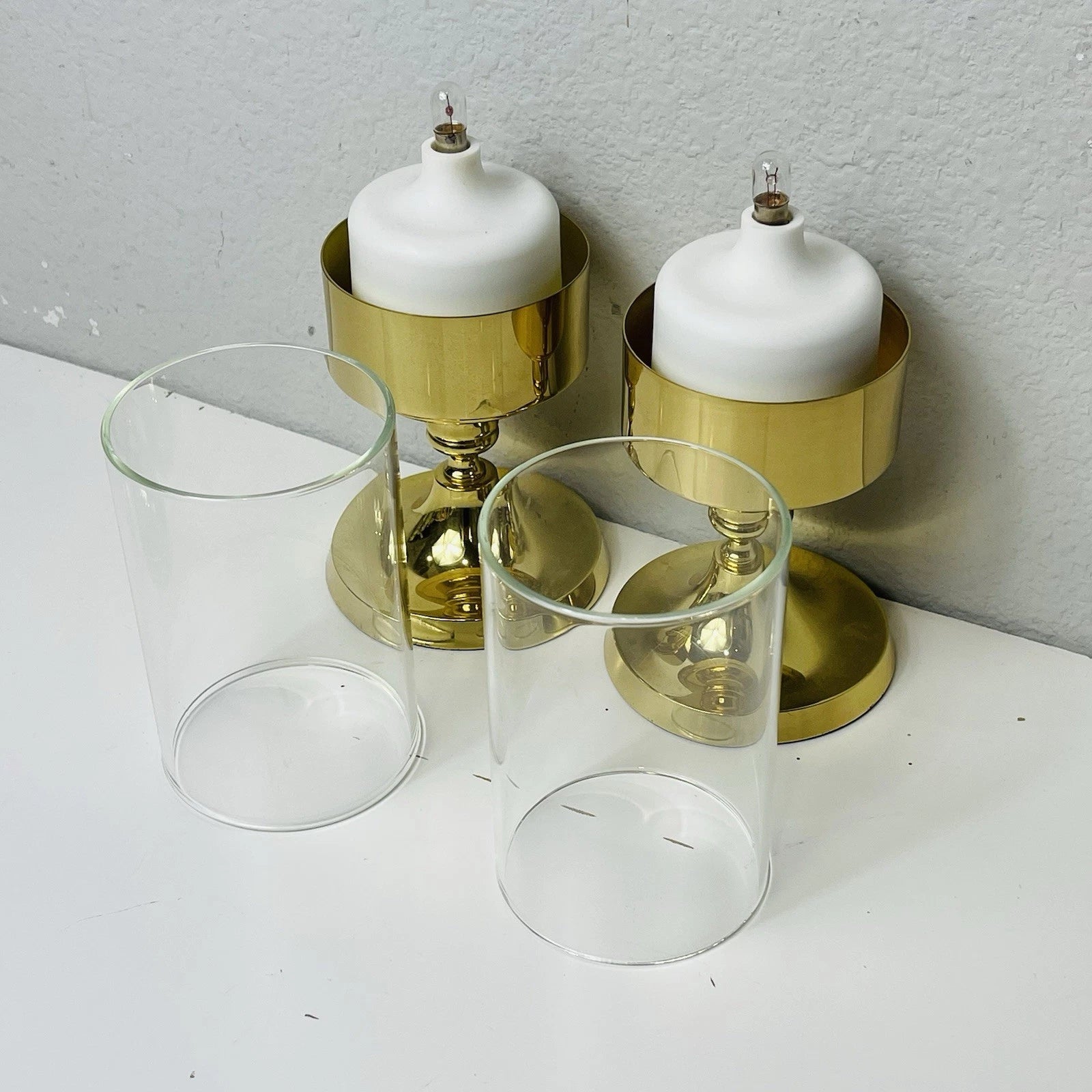 Accent Gold Glass Cup Candle Holder Wedding Party Table Event Anniversary Set 2
