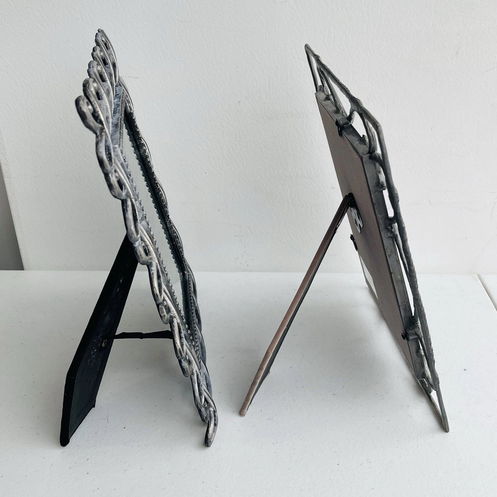 Decorative Metal Photo Frames Set Of 2 Free Standing Accent Home Office Decor