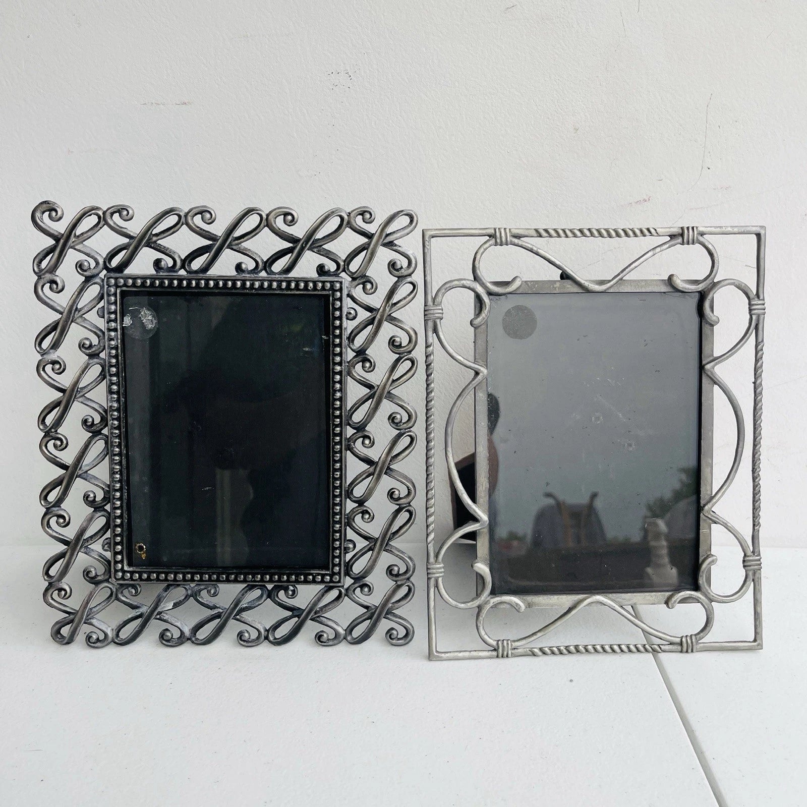 Decorative Metal Photo Frames Set Of 2 Free Standing Accent Home Office Decor