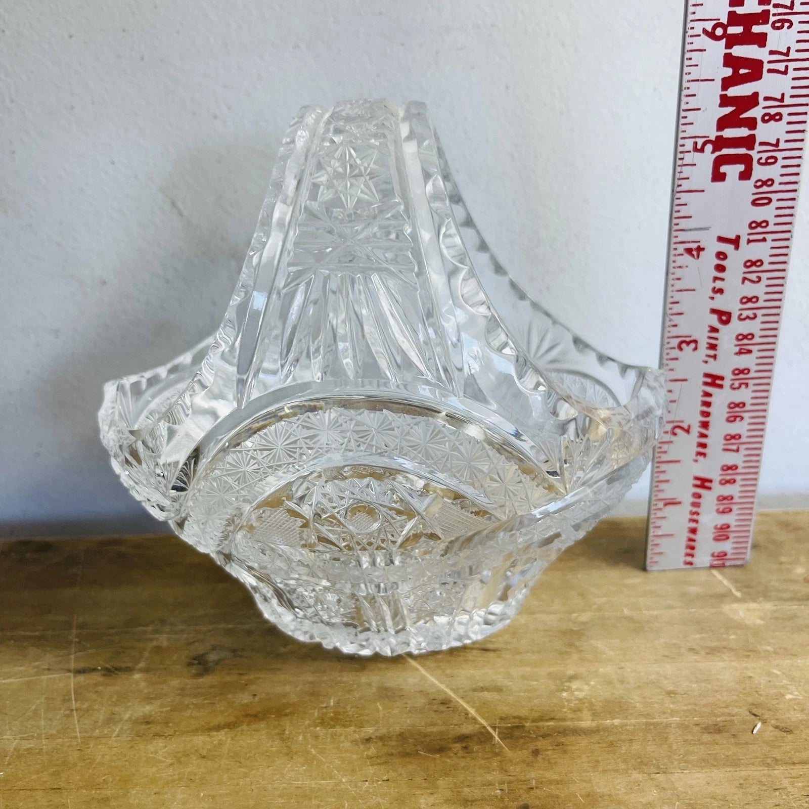 Vintage Bohemian Czech Hand Cut Crystal Basket Decor