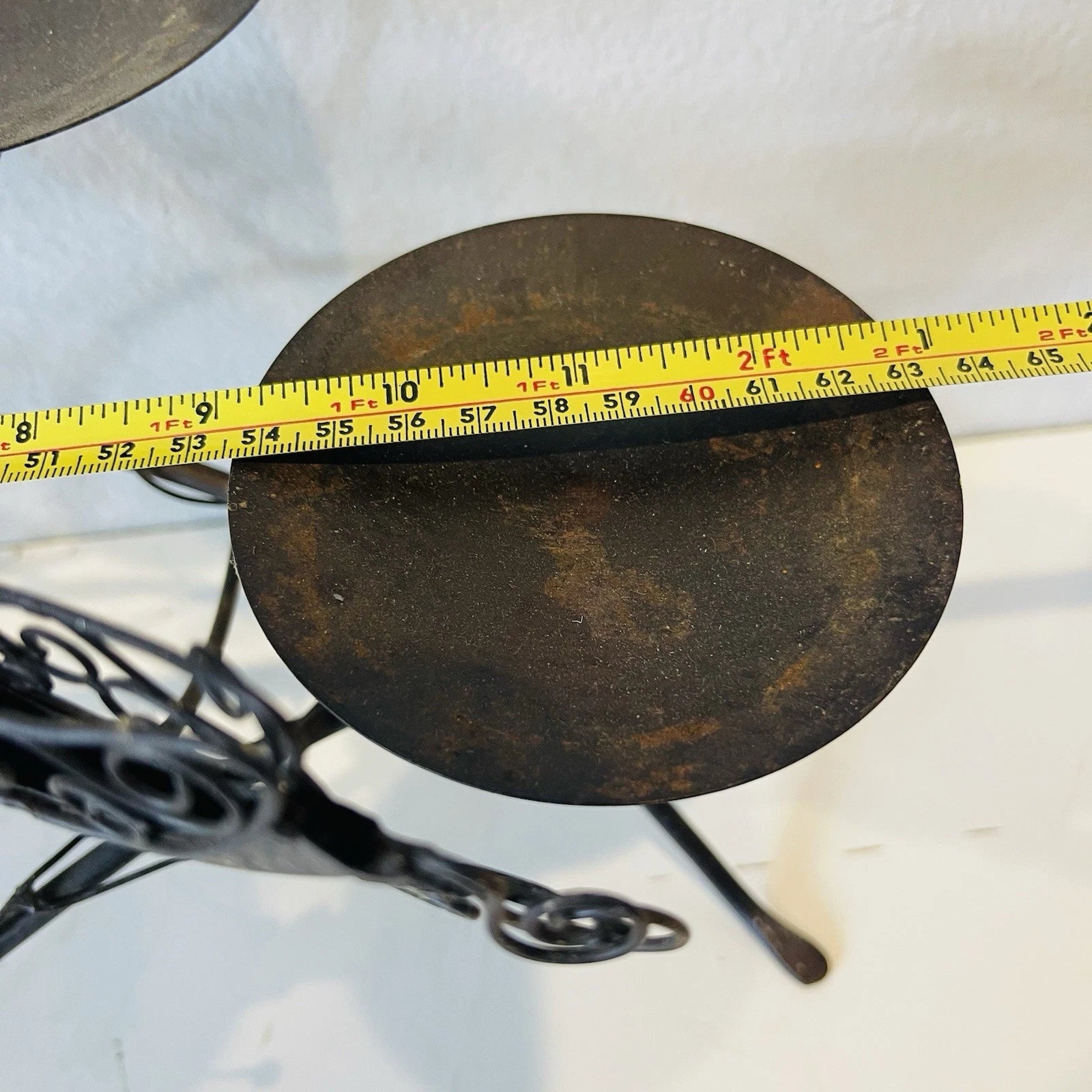 Rustic 9-Arm Metal Candle Holder, Rubbed Bronze Finish, Birds on Branches Design