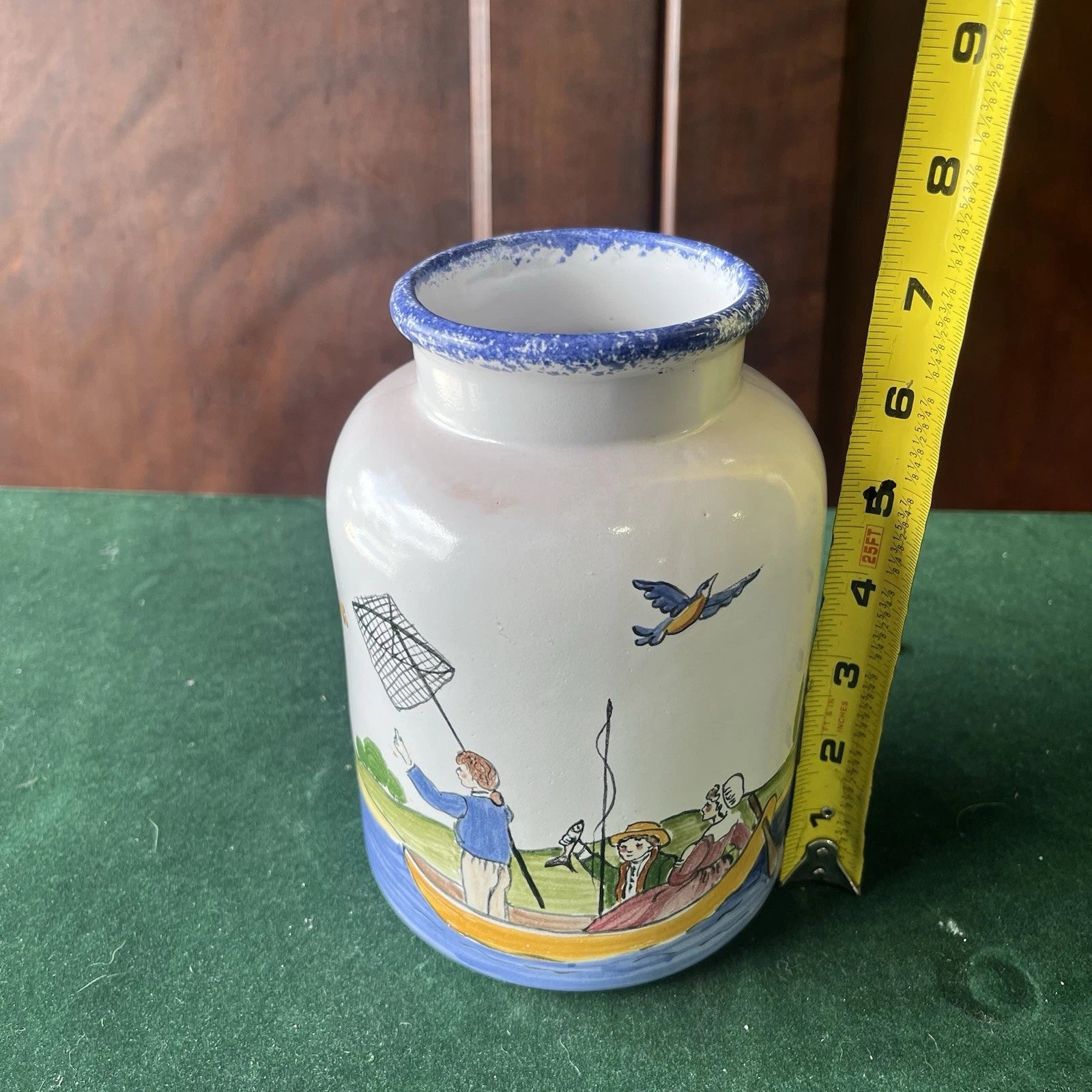 Vintage Ceramic Jar Hand-painted Countryside Motif Canister Storage C.F Gamble