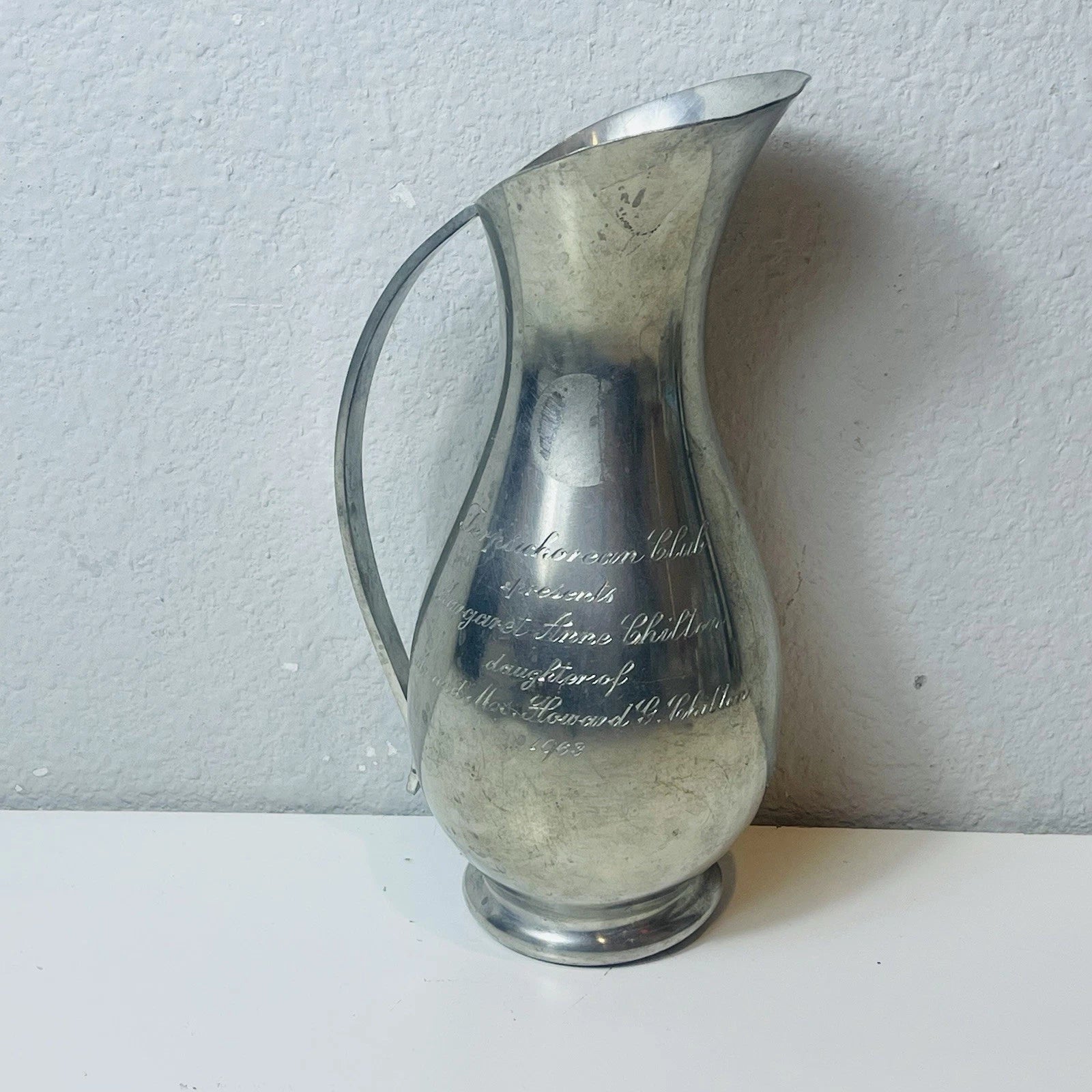 Imperfect Vintage Mid Century Royal Holland Pewter Championship Trophy 1963