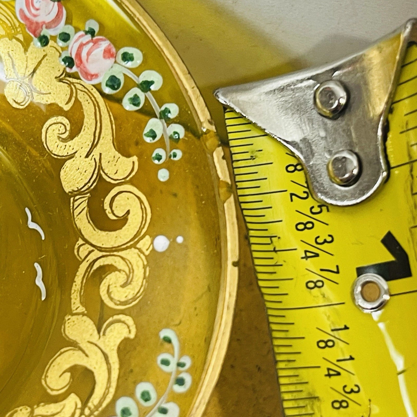 Vintage Bohemian Czech Miniature Compote Moser Glass Raised Enamel Gold “As Is”