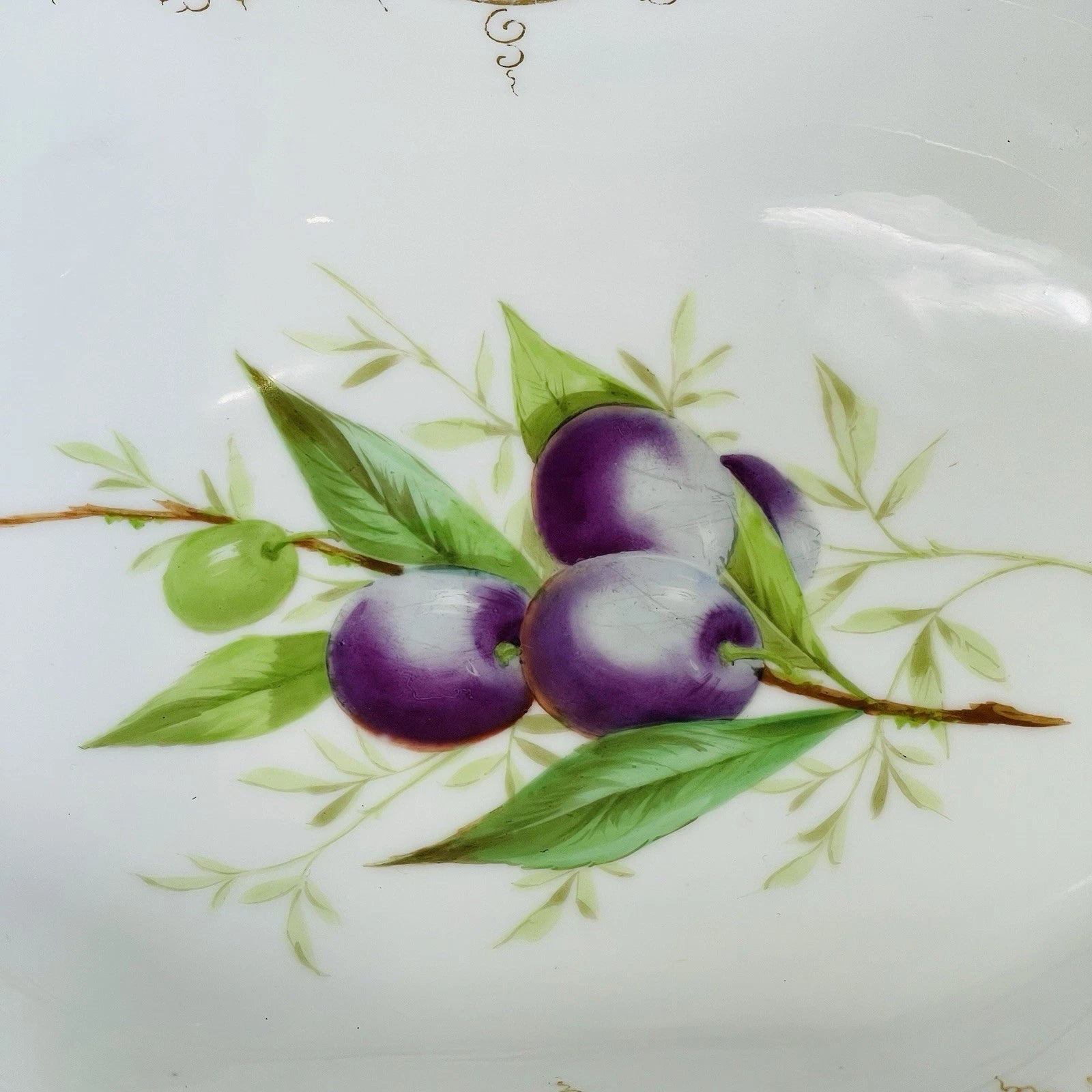 Royal Worcester Style Eve Sham Gold Eared Oval Tray Platter Accent Decorative