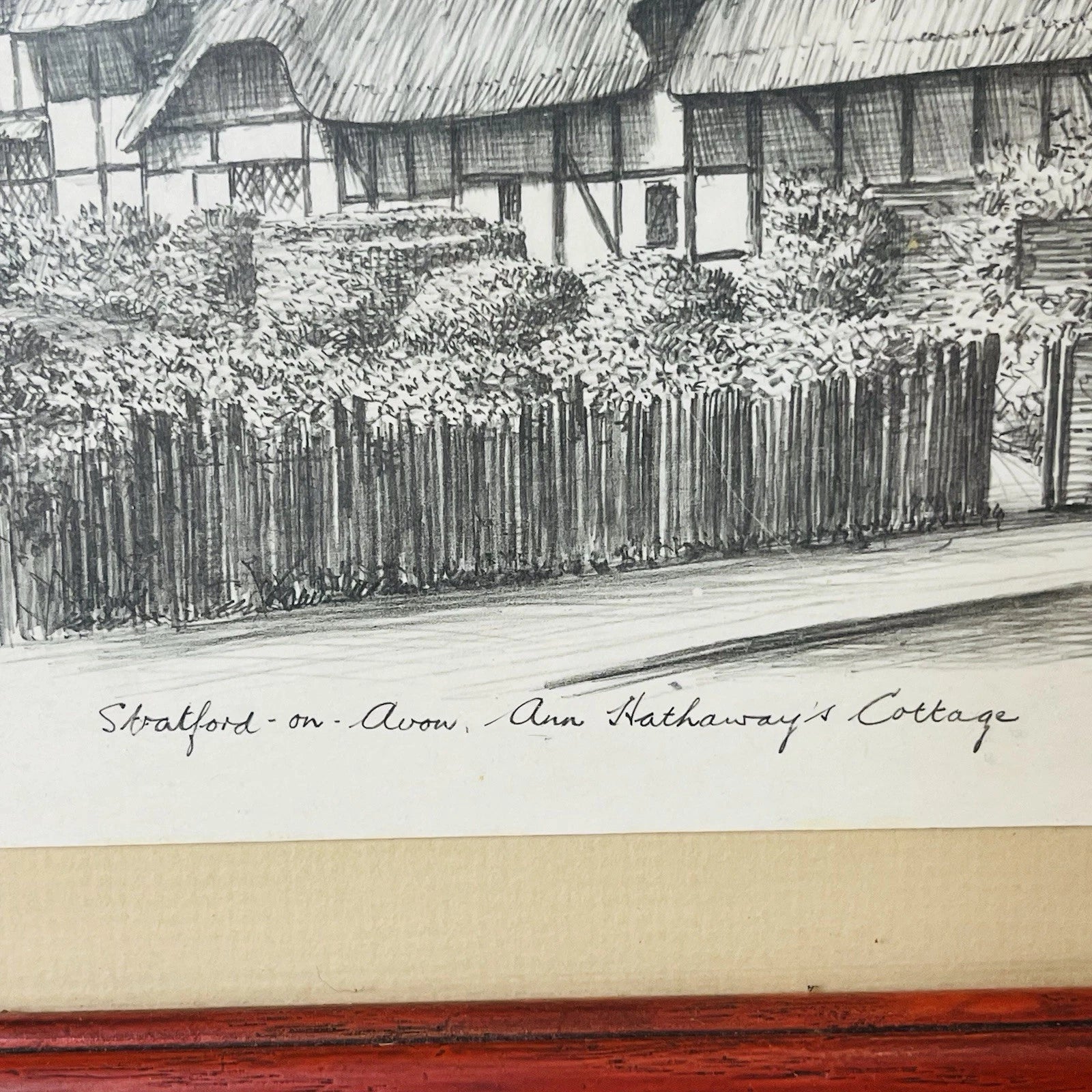 Vintage Ann Hathaway’s Cottage Print Stratford on Avon Home Office Accent Decor