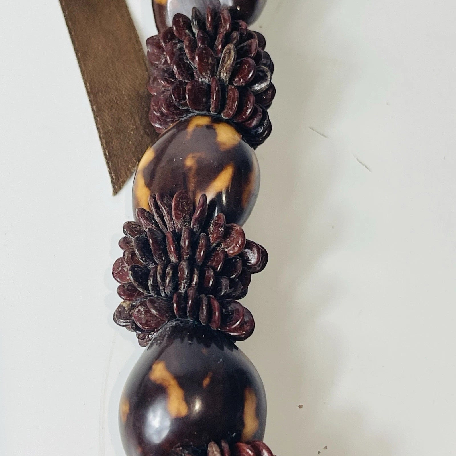 HAWAIIAN Brown Kukui Nut Necklace Fashion Statement Accessory Artisan Style