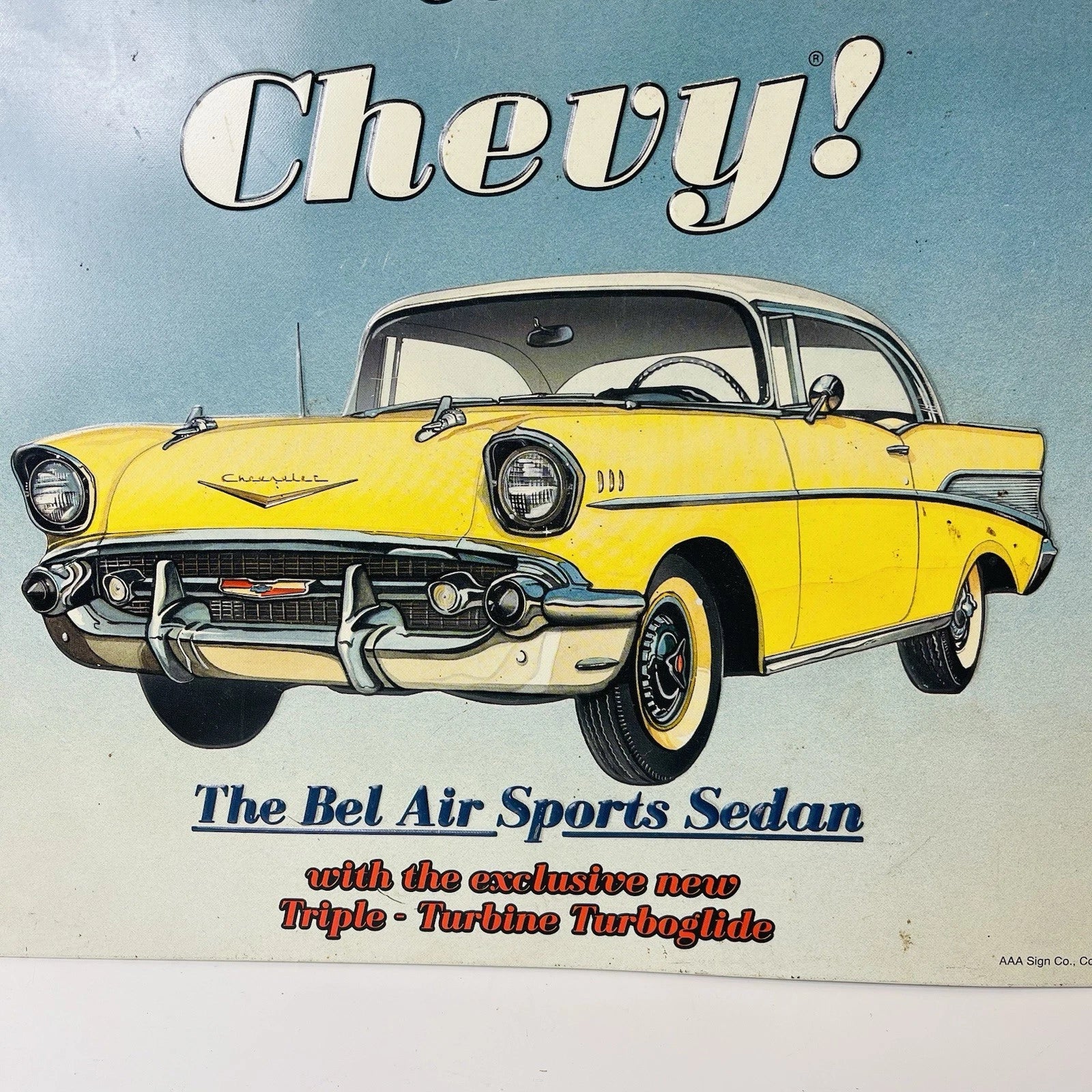 Vintage Chevy Bel Air Sports Sedan Collectible Sign