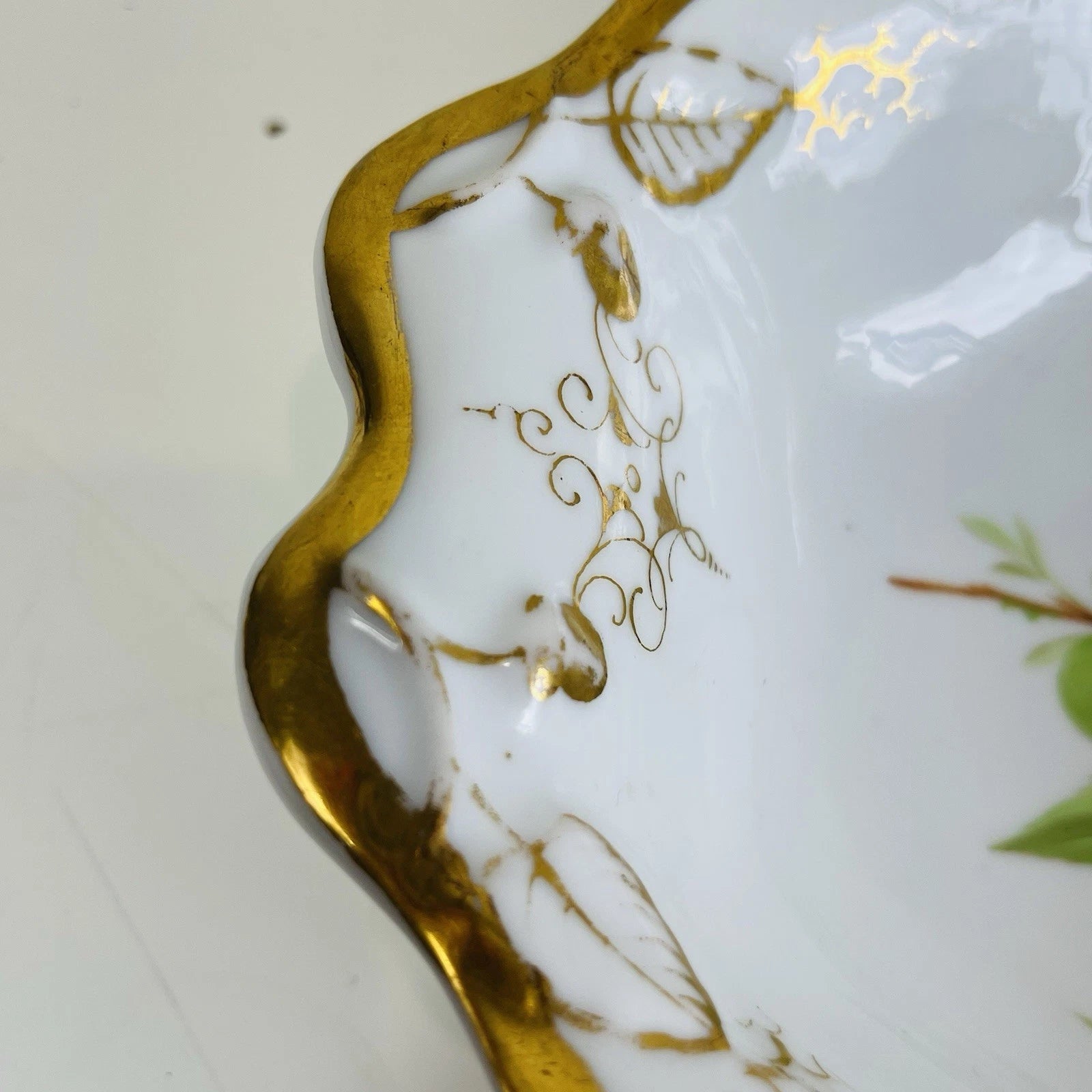 Royal Worcester Style Eve Sham Gold Eared Oval Tray Platter Accent Decorative