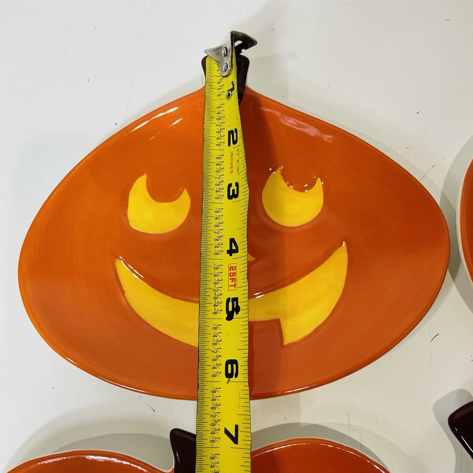 Vintage Boston Warehouse Jack-O-Lantern Shaped Snack Plate Serving Set Of 4