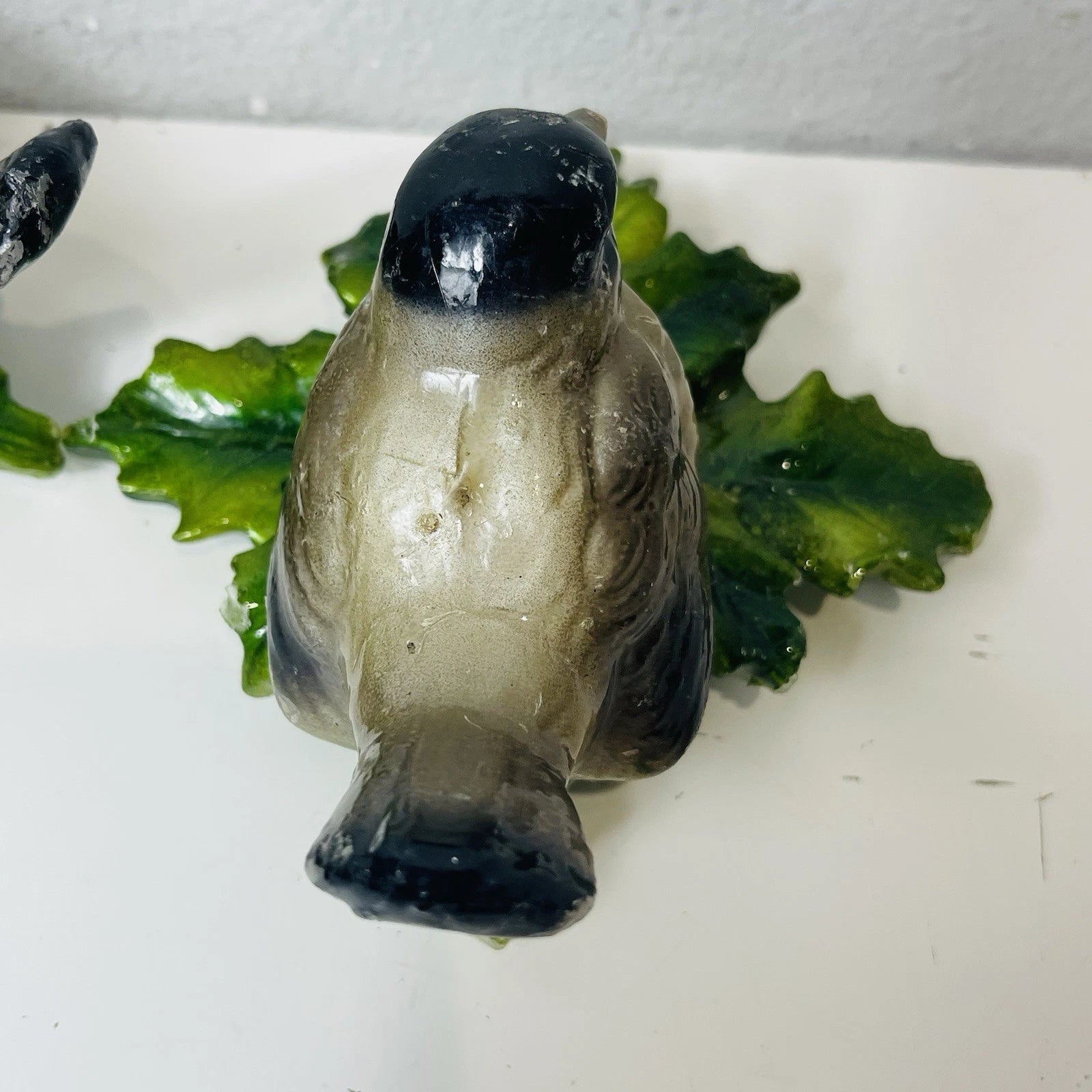 Set Of 2 Bird Candles Hand Painted with Christmas Holly Leaves and Berries