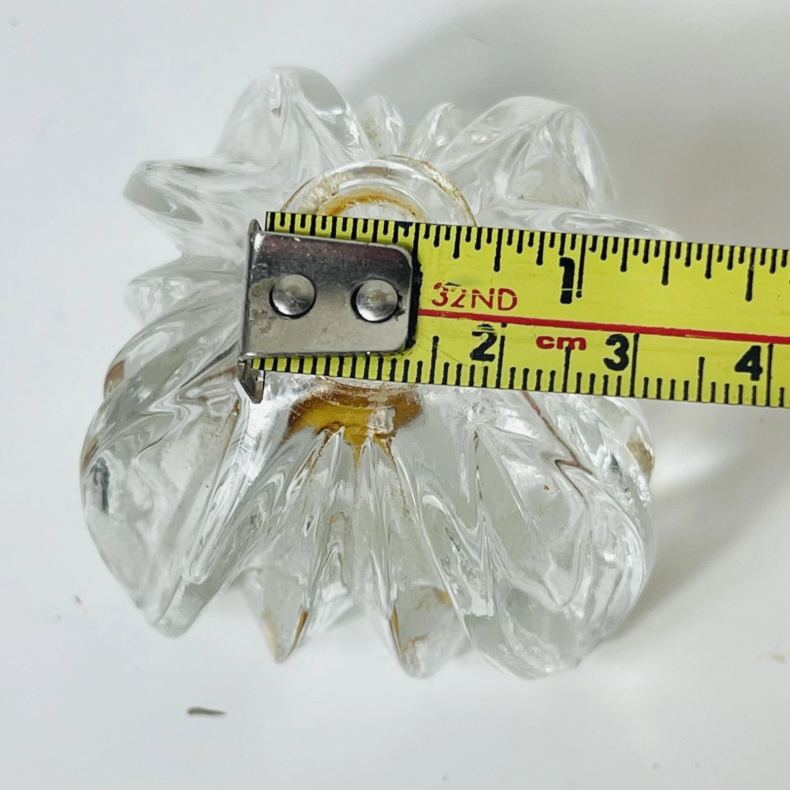 Clear Glass Perfume Bottle with Metal Flower & Rhinestone Pump Accent – Decorative