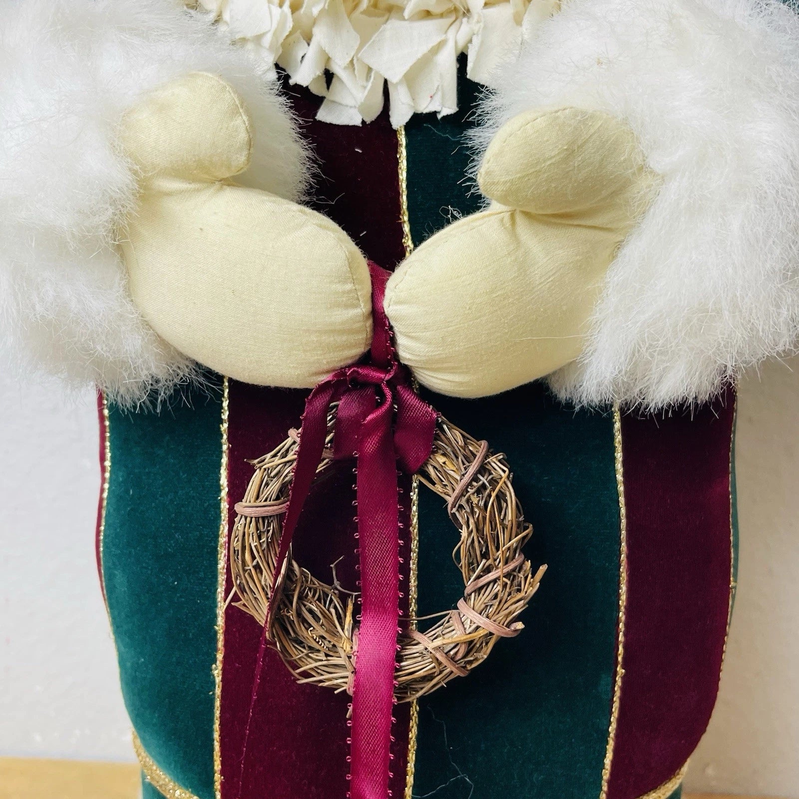 Handmade Farmhouse-Style Vintage Santa Figurine, 21” H: Rustic Christmas Decor.