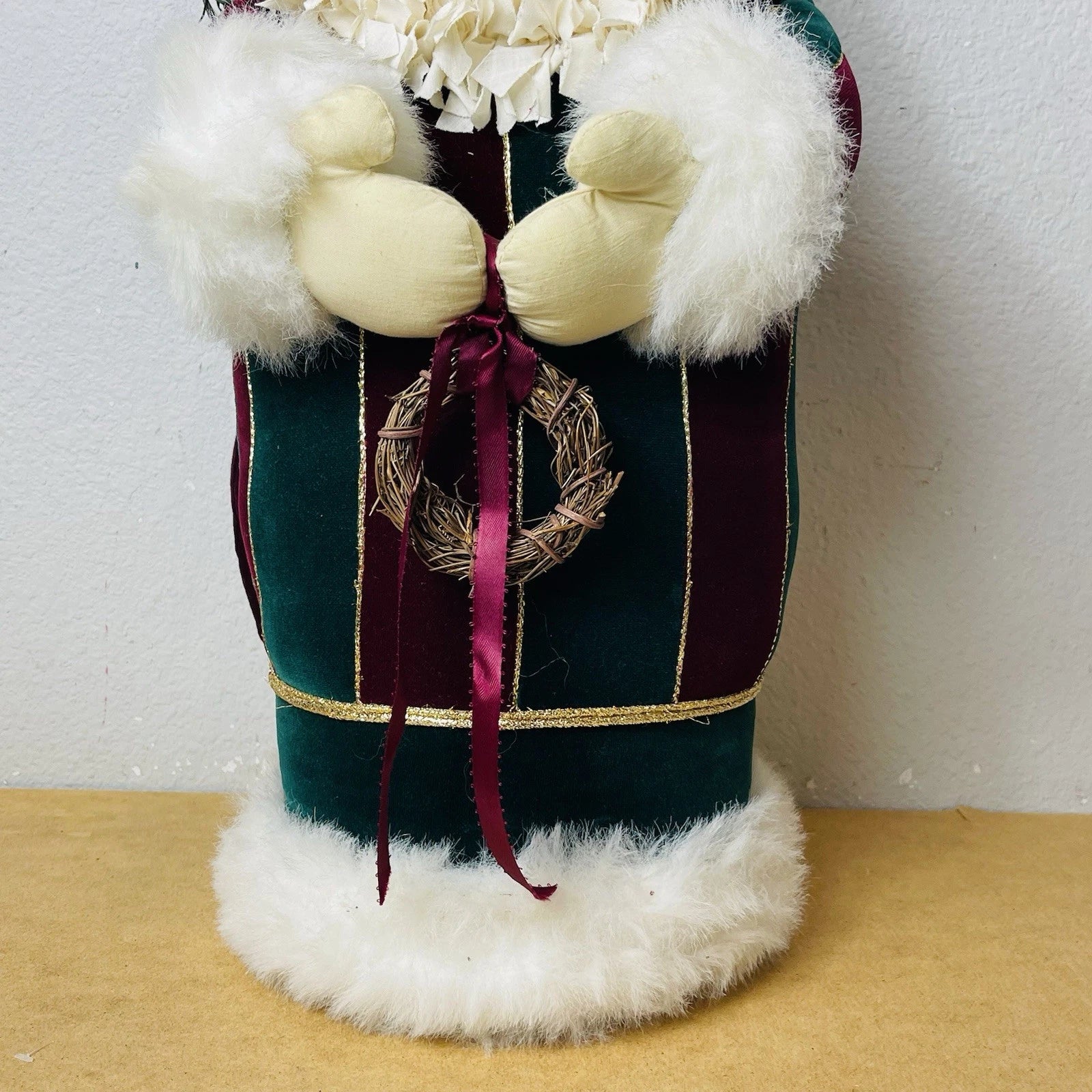 Handmade Farmhouse-Style Vintage Santa Figurine, 21” H: Rustic Christmas Decor.