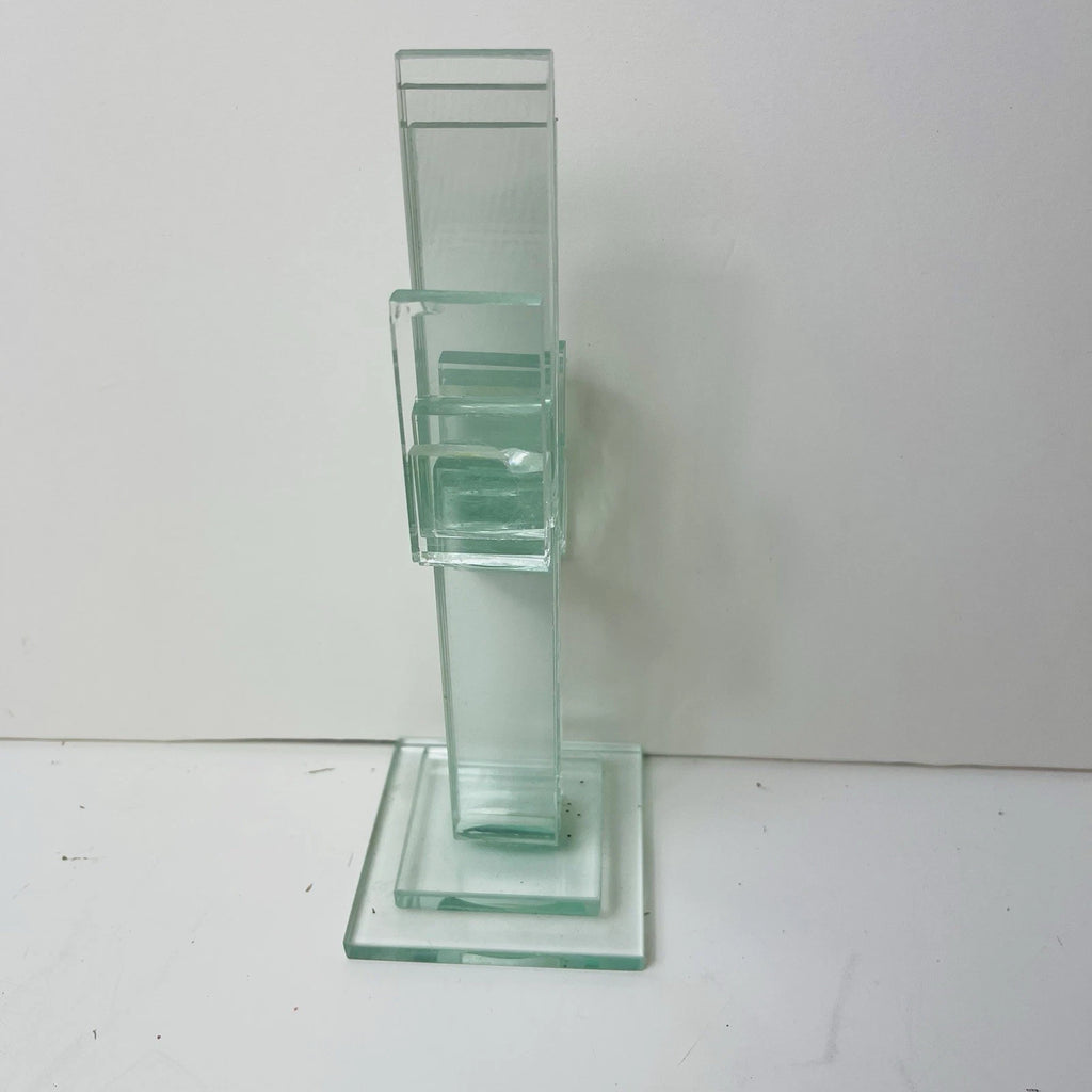 Stacked Art Glass Clear Cactus Figurine Sculpture Southwest Folk Art Statue Deco