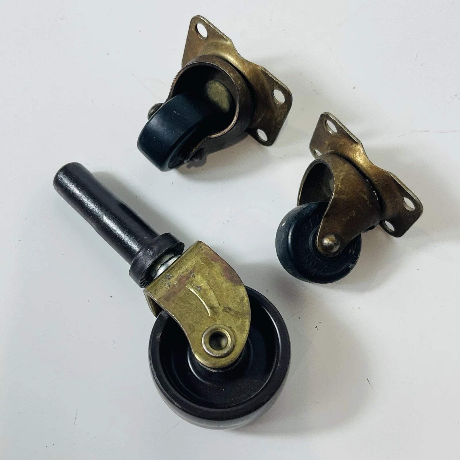 Heavy-Duty Swivel Caster Set: 3 Rubber Wheels on Stem - Mix & Match Options