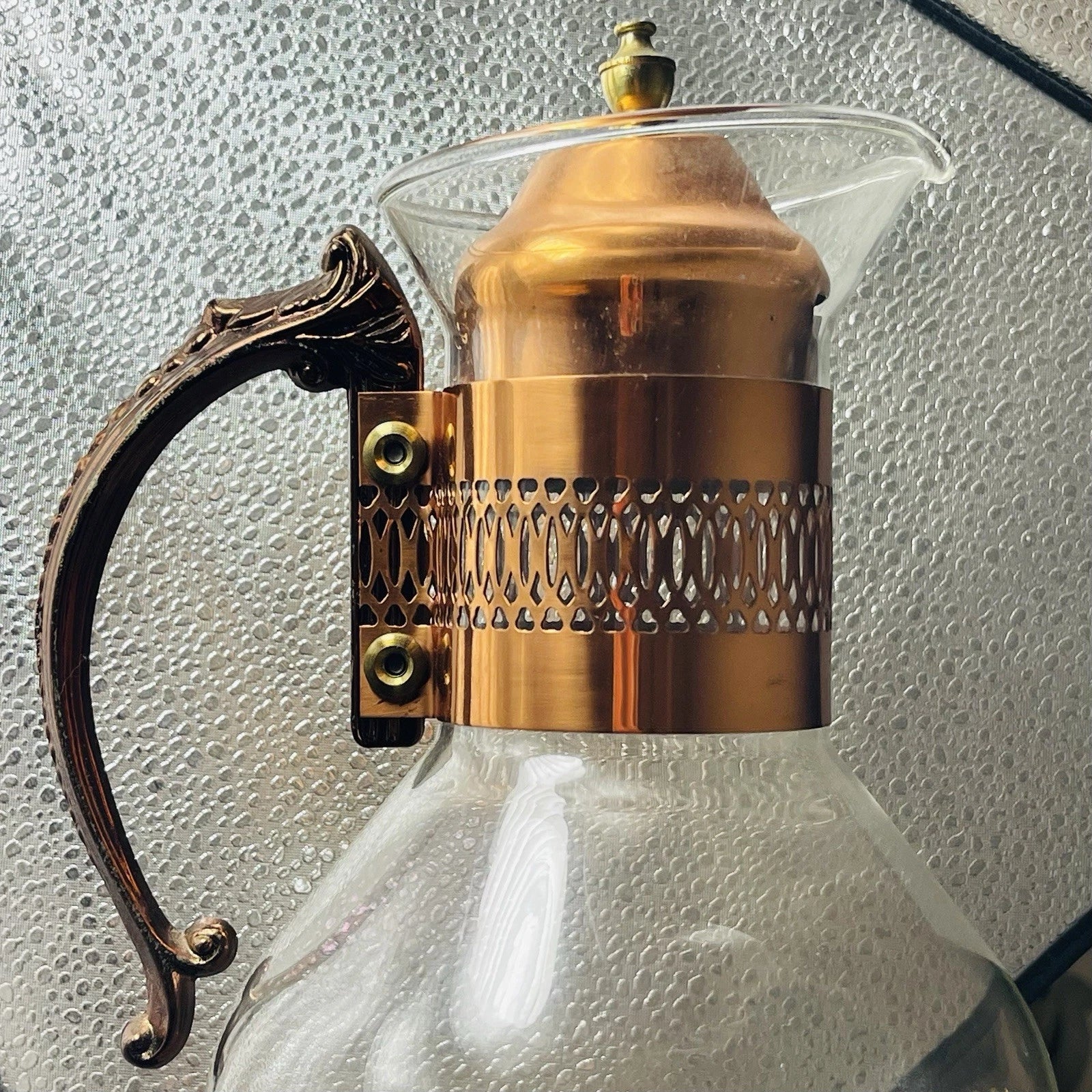 Vintage Copper & Brass Coffee/Tea Carafe with Lid – Home & Office Décor for Arts & Crafts Enthusiasts