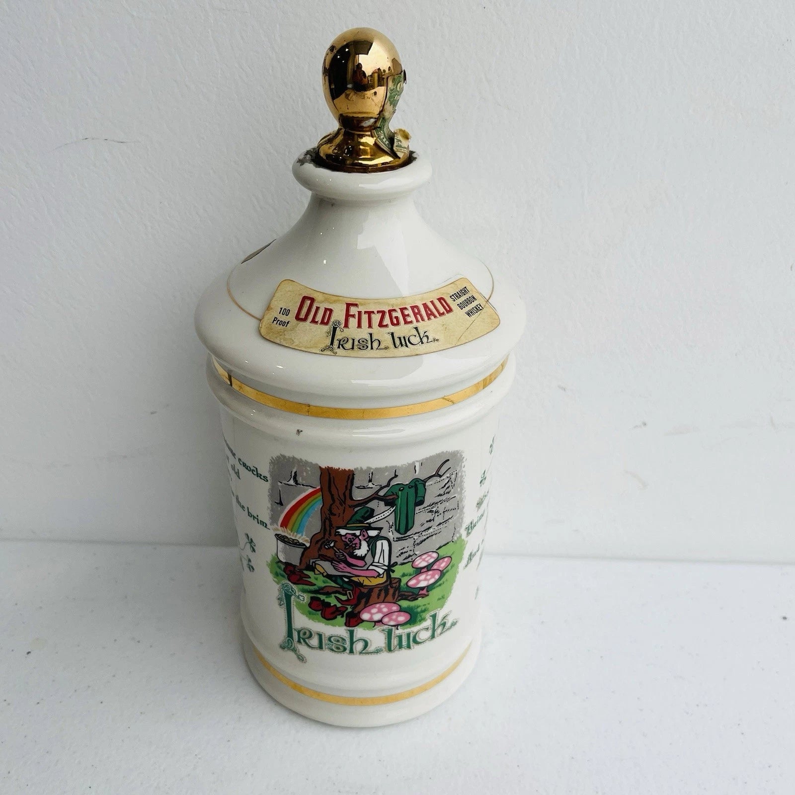 Old Fitzgerald Collector Irish Luck Porcelain Decanter Stitzel Weller