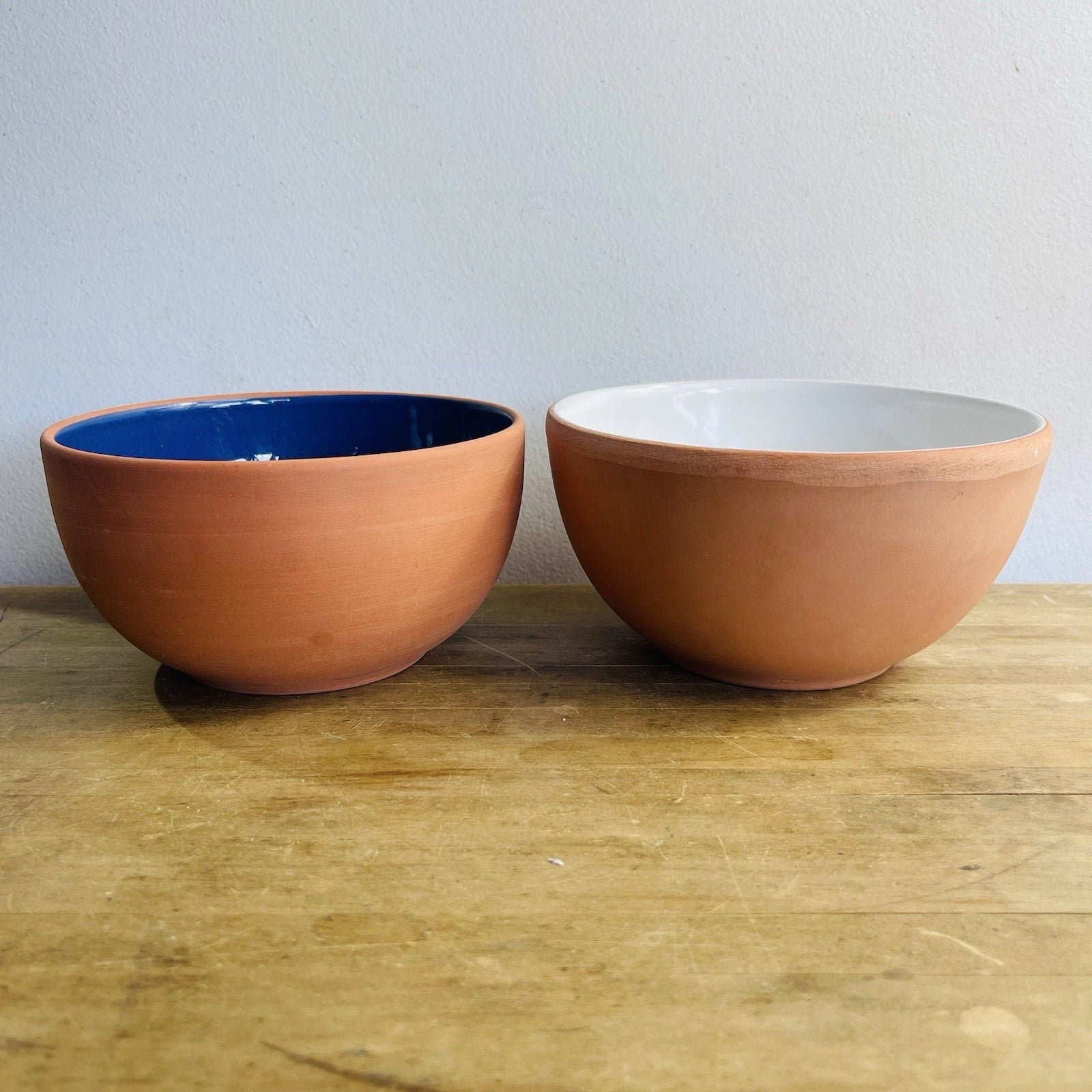 Hand-Painted Glazed Terracotta Pinch Bowls - Set of 2